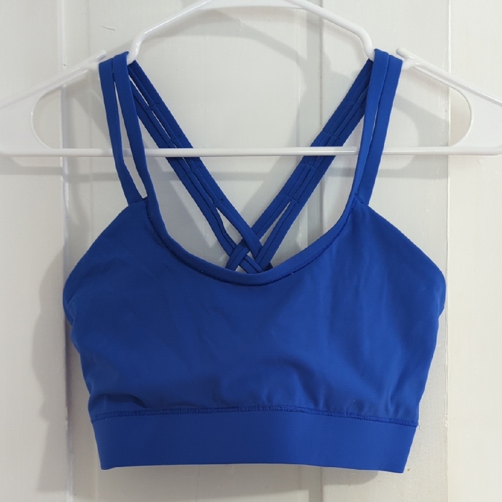 Janji Blue Strappy Sports Bra with Crisscross Back